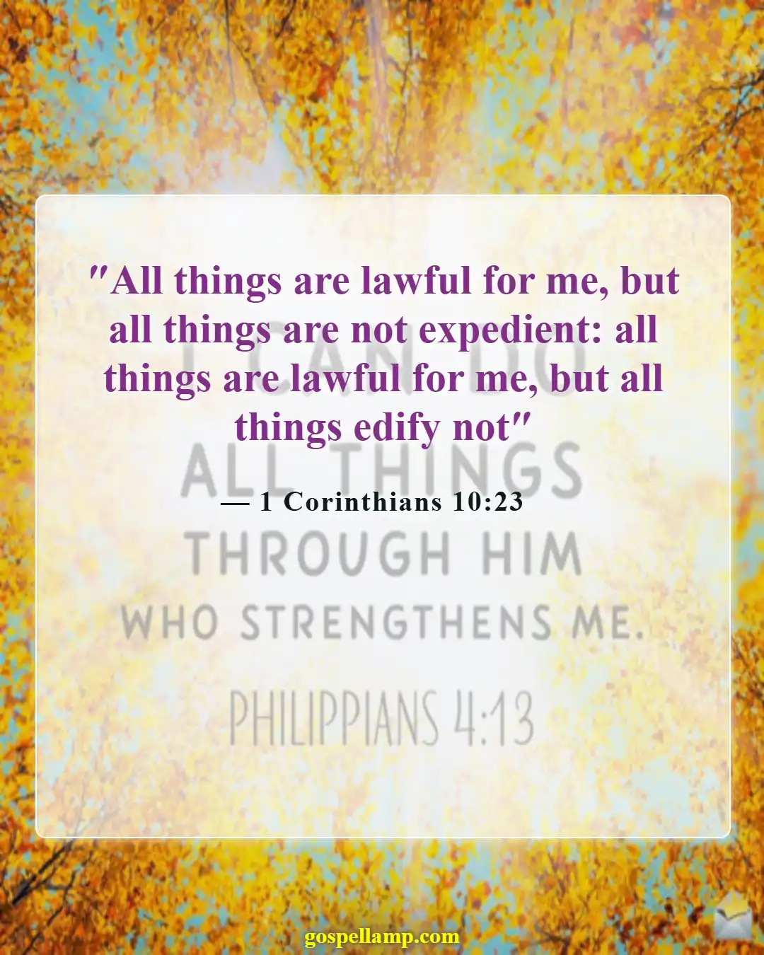 1 Corinthians 10:23 :- Freedom in choices, but consider others first