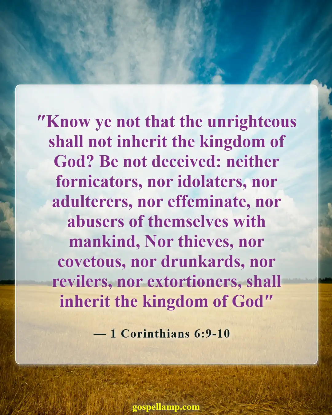 Bible Verses About Liars Going To Hell (1 Corinthians 6:9-10)