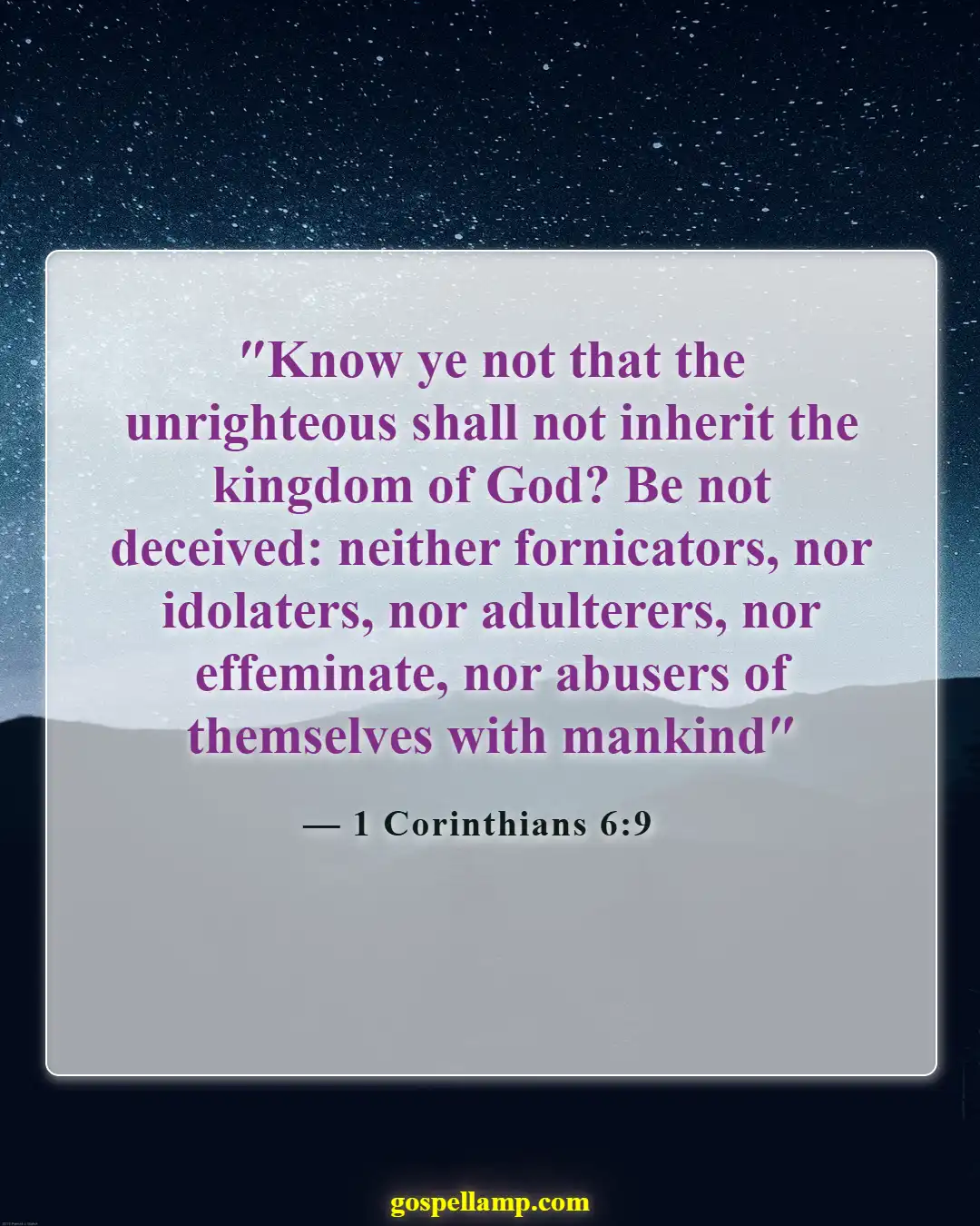 1 Corinthians 6:9 :- Warning Against Inheriting the Kingdom of God