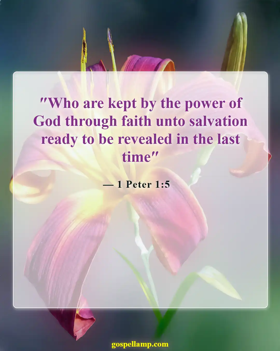 1 Peter 1:5 :- Secured by God's power for salvation