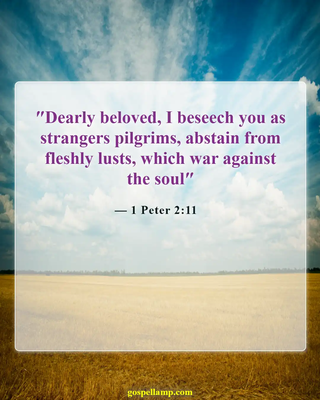 1 Peter 2:11 :- Abstain from fleshly desires and temptations
