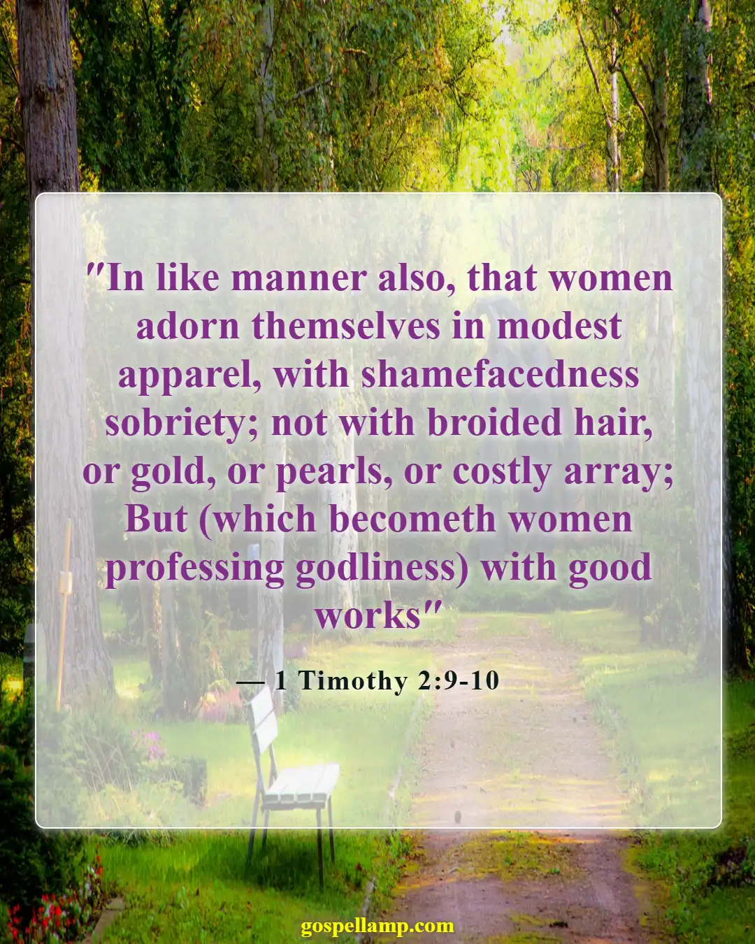 Bible Verses About Value Of A Woman (1 Timothy 2:9-10)