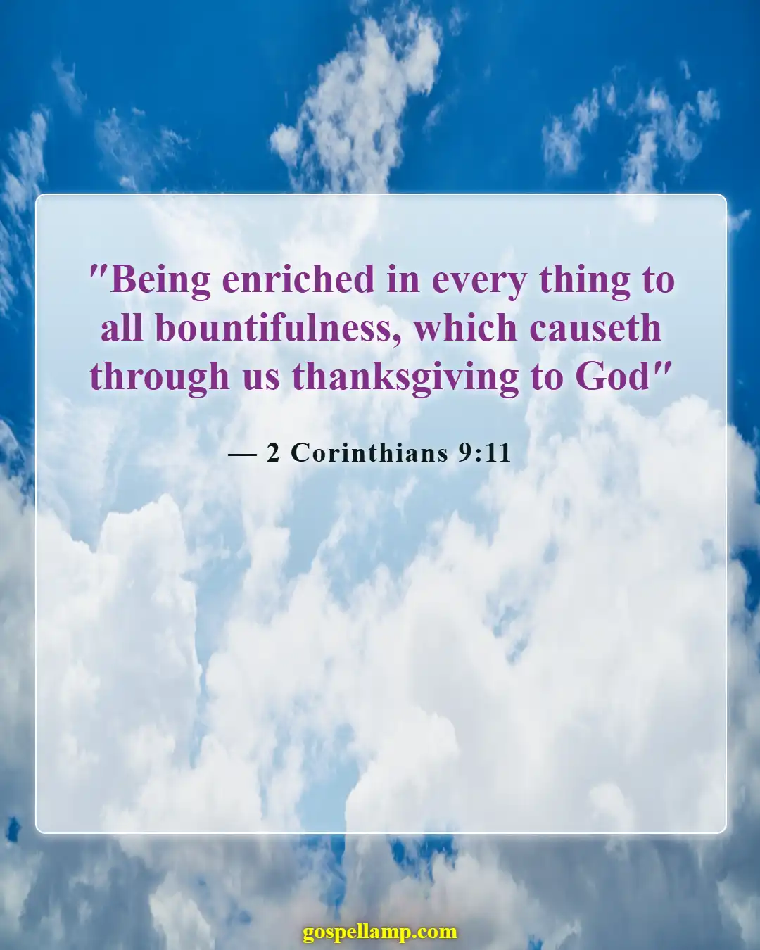 Bible Verses About Gratitude For Family (2 Corinthians 9:11)