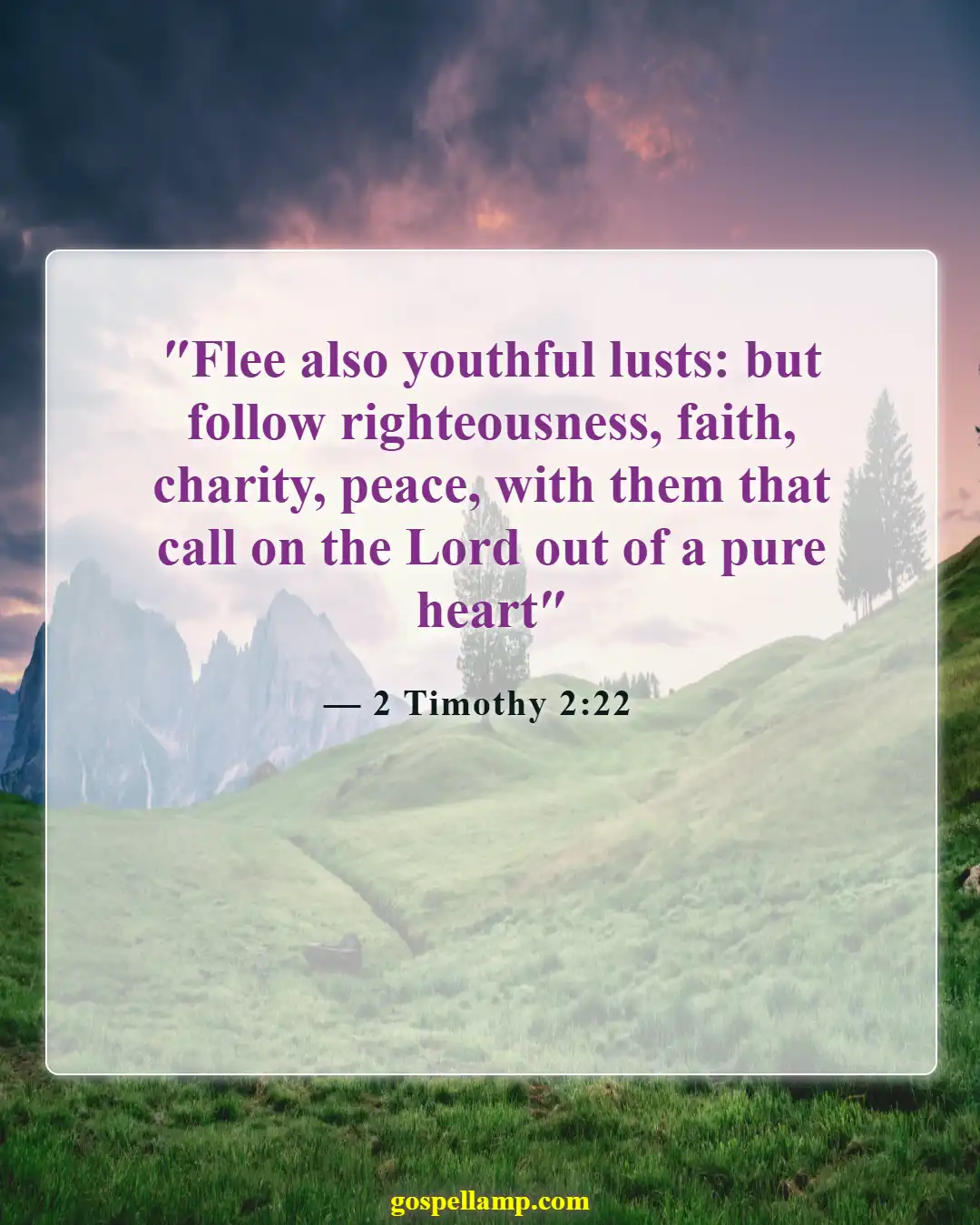 2 Timothy 2:22 :- Flee youthful lusts, pursue righteousness and faith