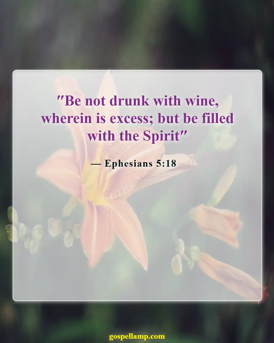 Ephesians 5:18 :- Be filled with the Spirit, not wine