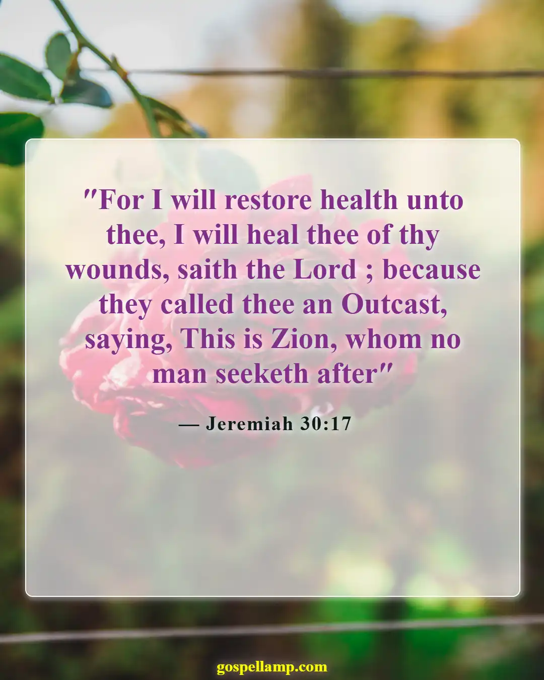 Jeremiah 30:17 :- Restoration and healing for weary hearts
