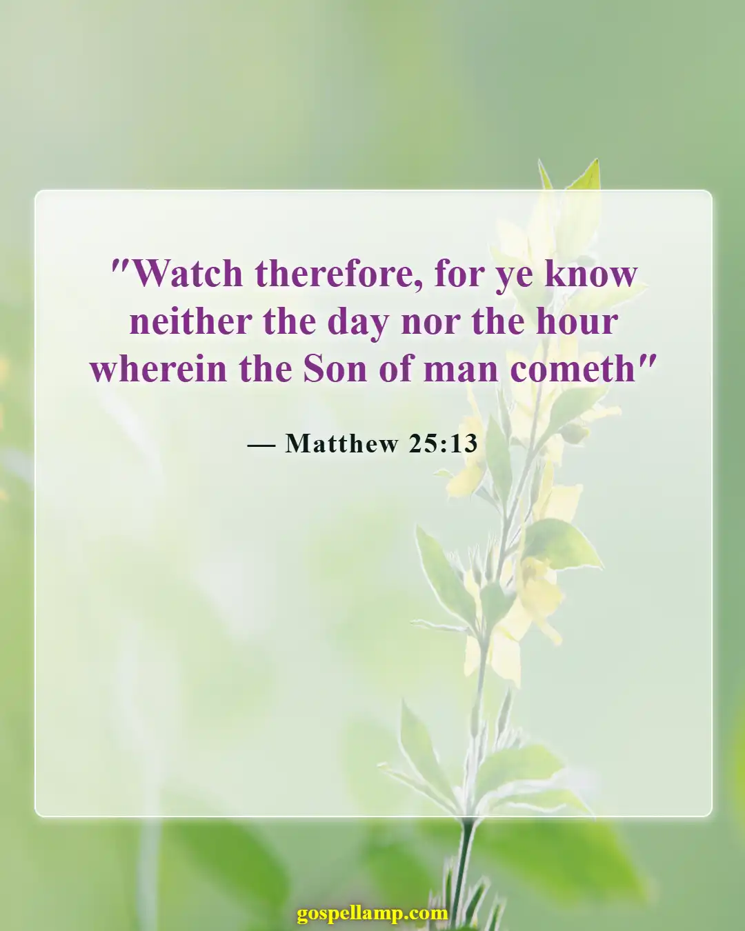 Matthew 25:13 :- Stay vigilant for the Lord's return