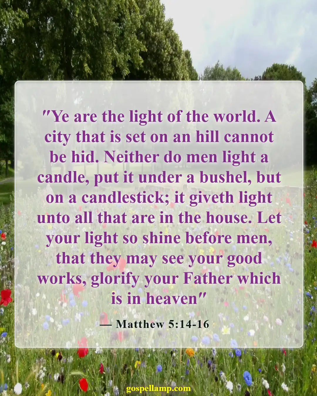 Matthew 5:14-16 :- Shining light to inspire others' actions