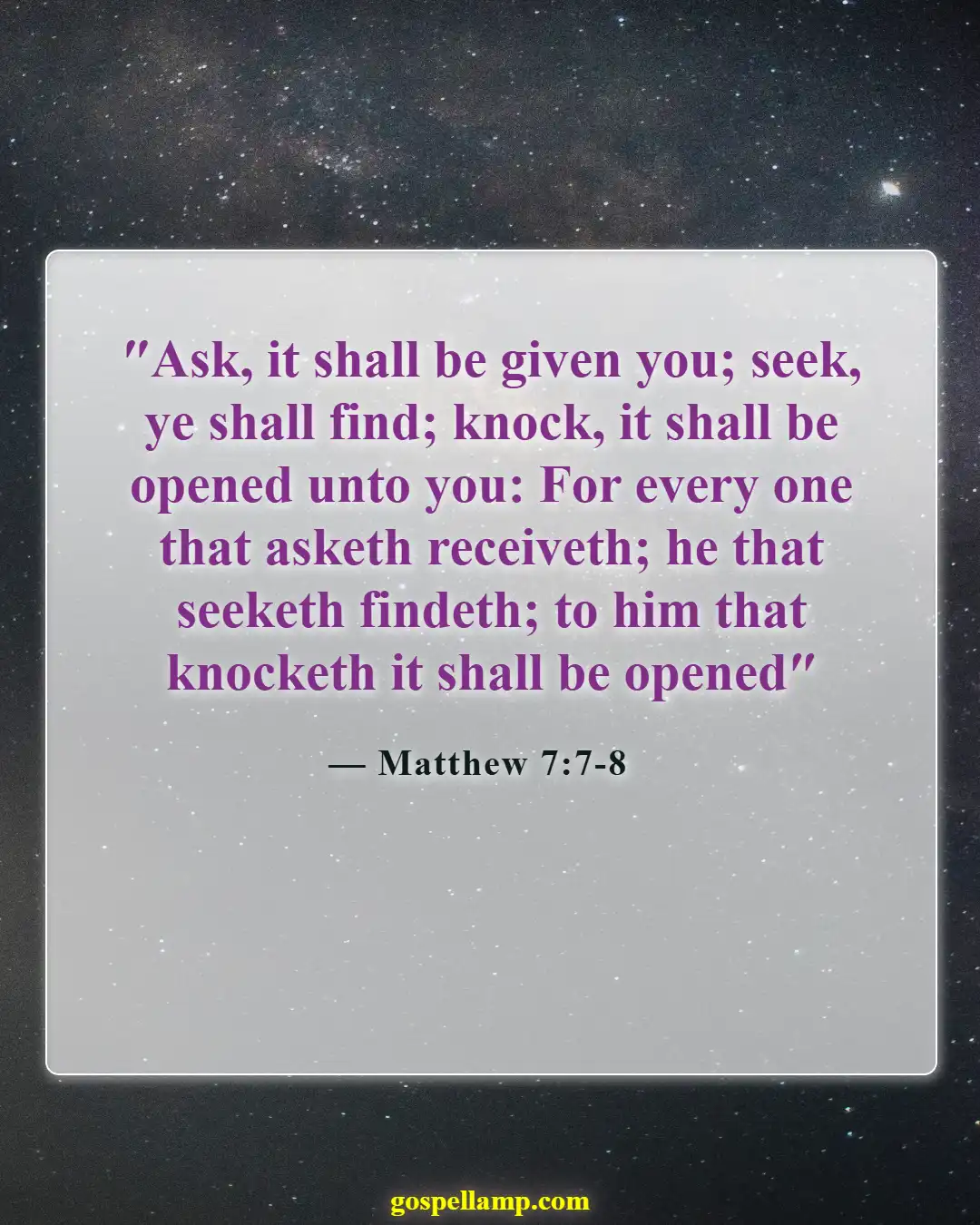 Matthew 7:7-8 :- Seek, ask, knock: trust in prayer's power