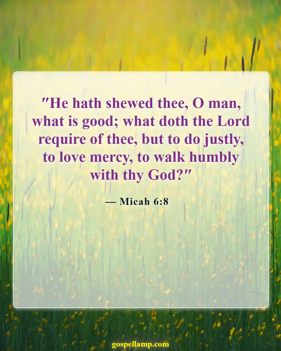 Micah 6:8 :- Act justly, love mercy, walk humbly
