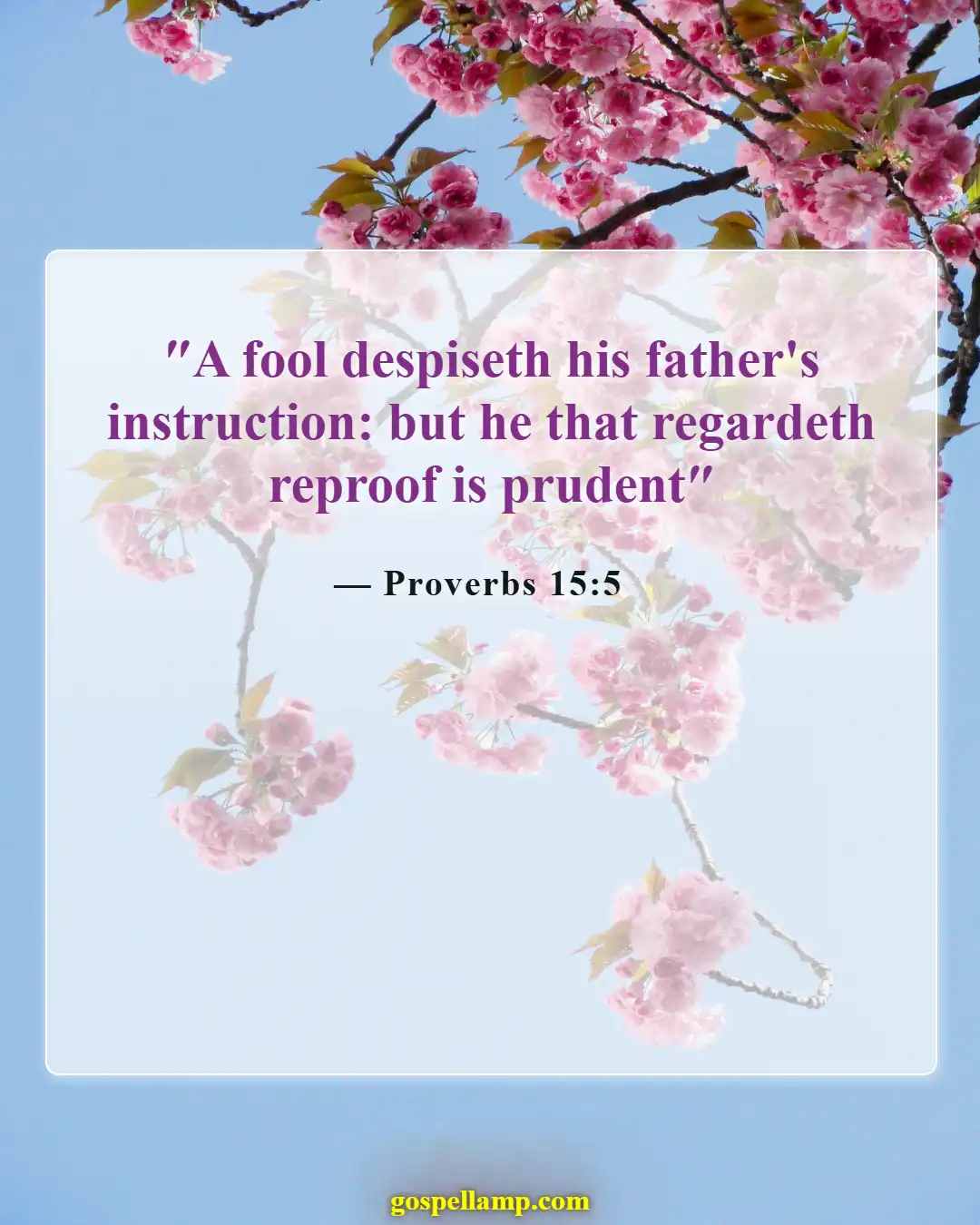 Proverbs 15:5 :- Wise child accepts parental correction gracefully