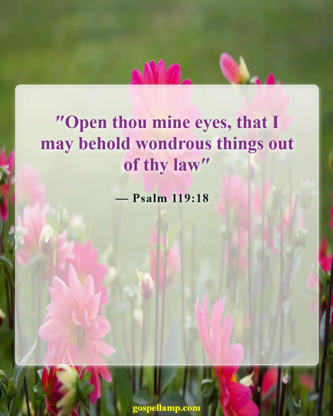 Psalm 119:18 :- Open my eyes to seek You early