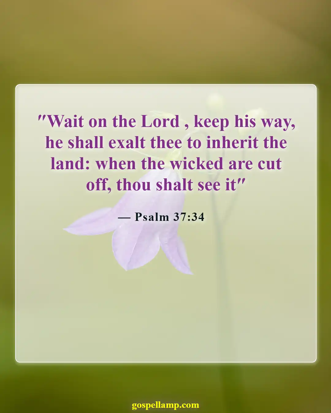 Psalm 37:34 :- Wait for the Lord, trust in Him