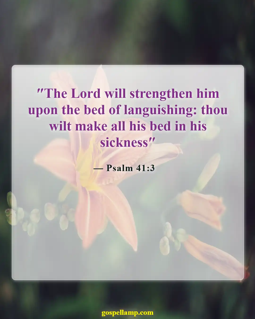 Bible Verses About Healing Sickness (Psalm 41:3)