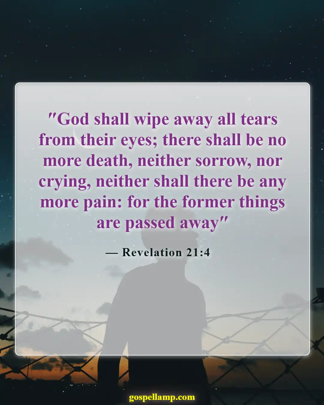 Revelation 21:4 :- God will wipe away all tears